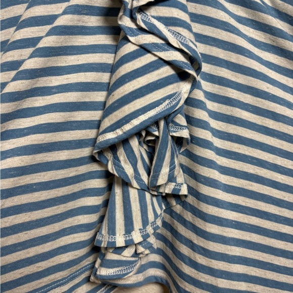 FP Beach Soft Blue Striped Tunic/Dress/Coverup. Open Back Detail, Ruffle Front. - Picture 6 of 16